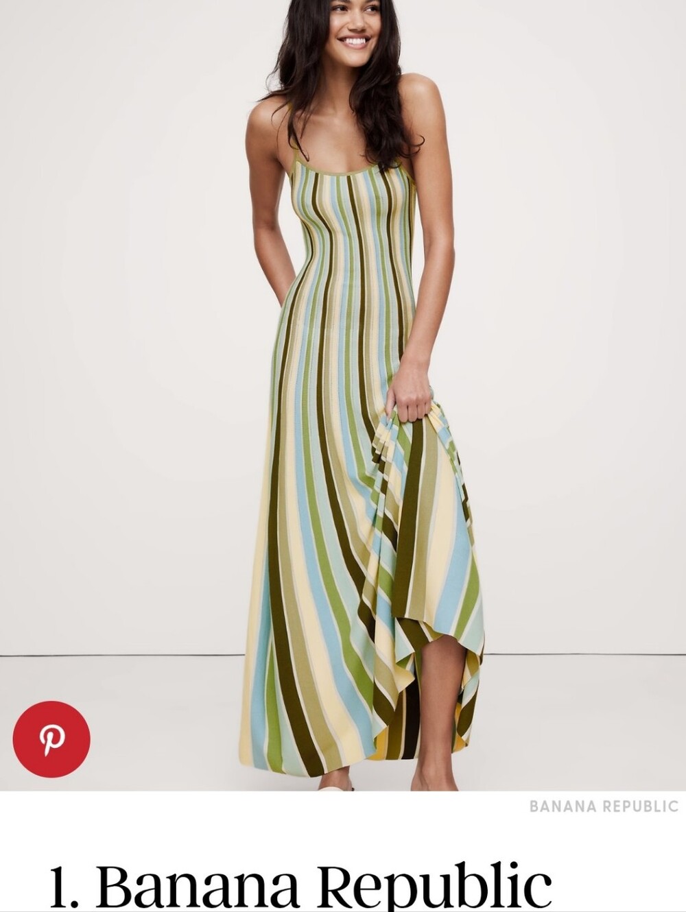 Banana Republic Green Multi-Stripe Maxi Dress